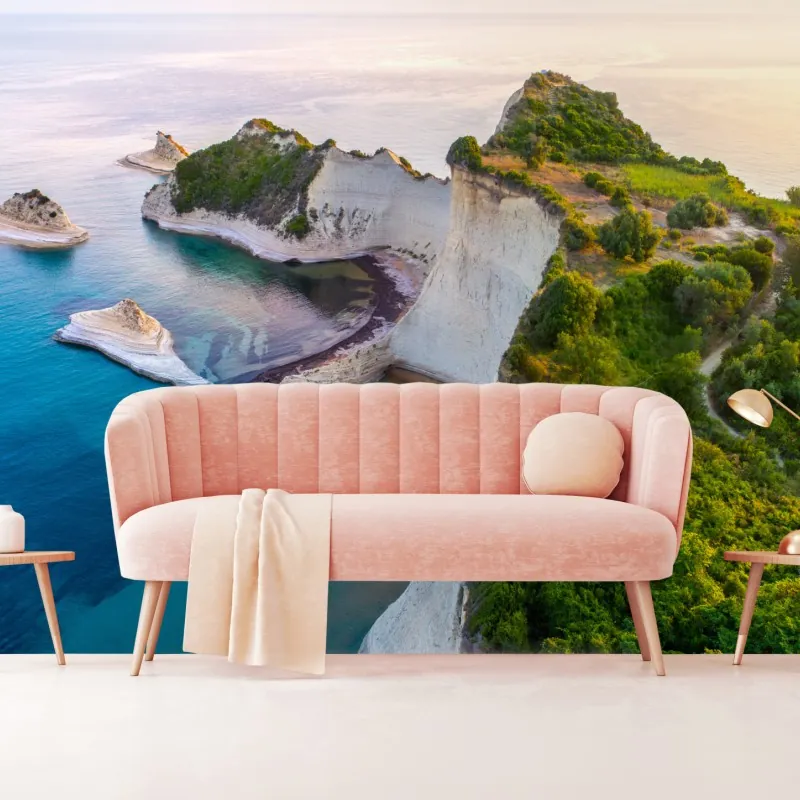 Fototapeta powietrzny widok klifów i turkusowego morza