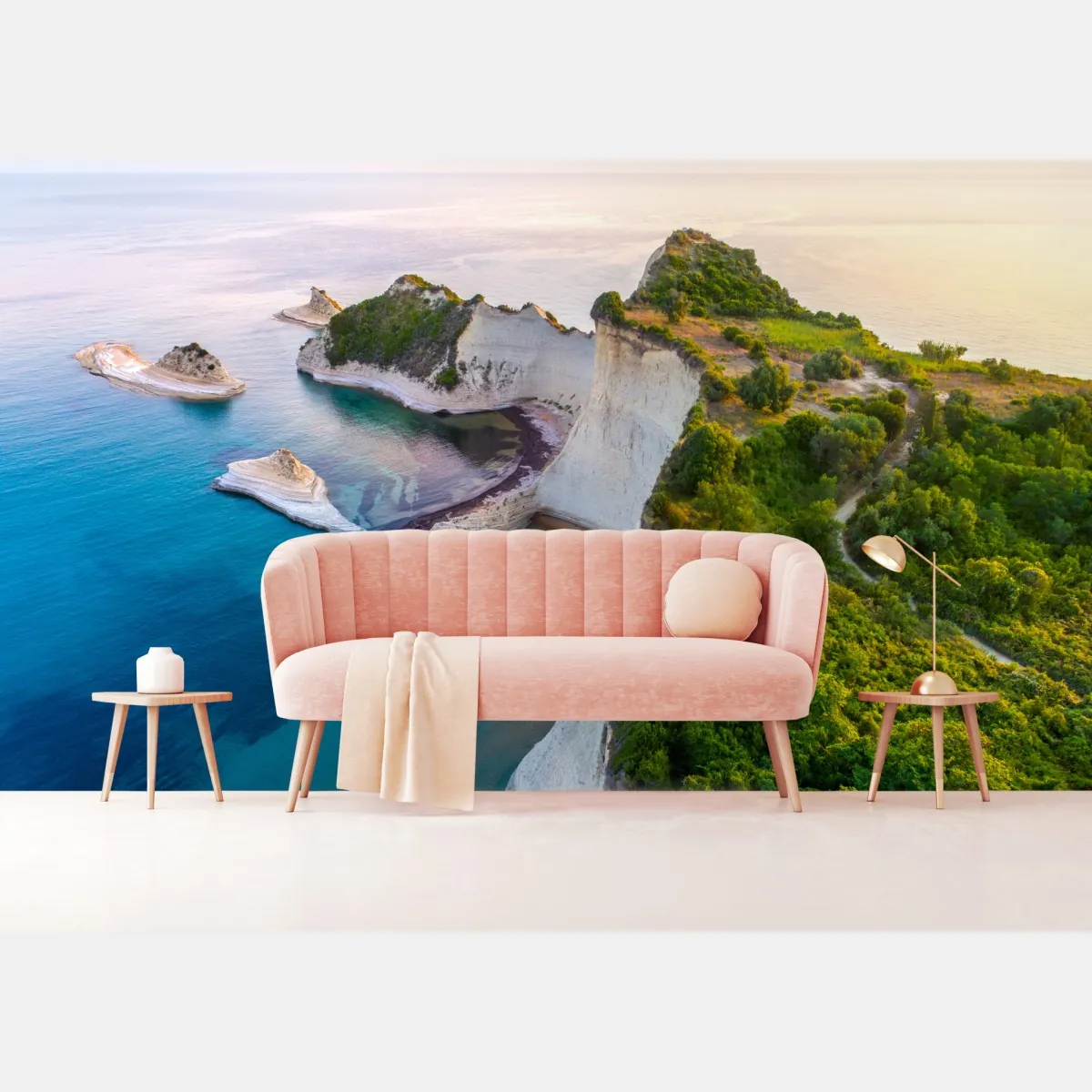 Fototapeta powietrzny widok klifów i turkusowego morza – Wallissimo® Fototapeta powietrzny widok klifów i turkusowego morza – Wallissimo®