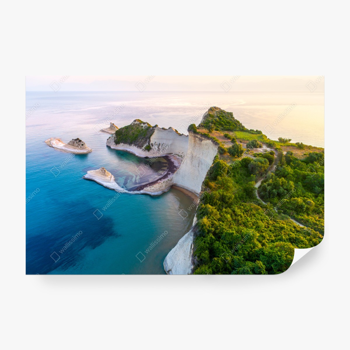 Fototapeta powietrzny widok klifów i turkusowego morza – Wallissimo® Fototapeta powietrzny widok klifów i turkusowego morza – Wallissimo®