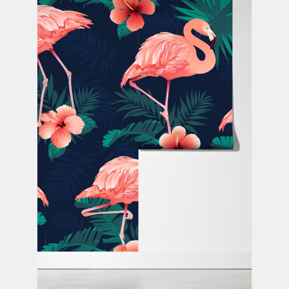 Fototapeta tropikalny różowy wzór z flamingami – Wallissimo® Fototapeta tropikalny różowy wzór z flamingami – Wallissimo®