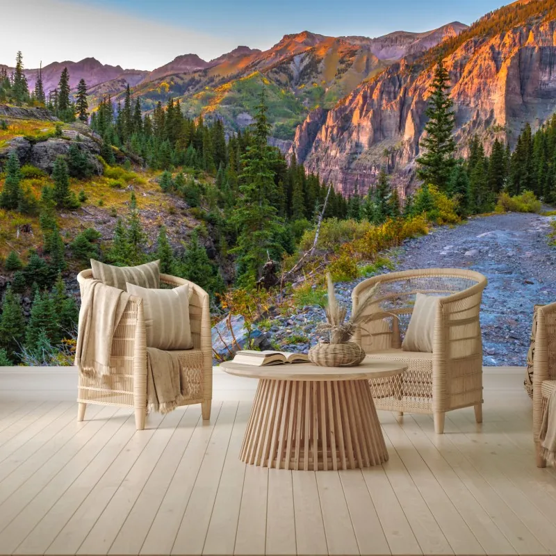 Fototapeta alpejski szlak o zachodzie słońca