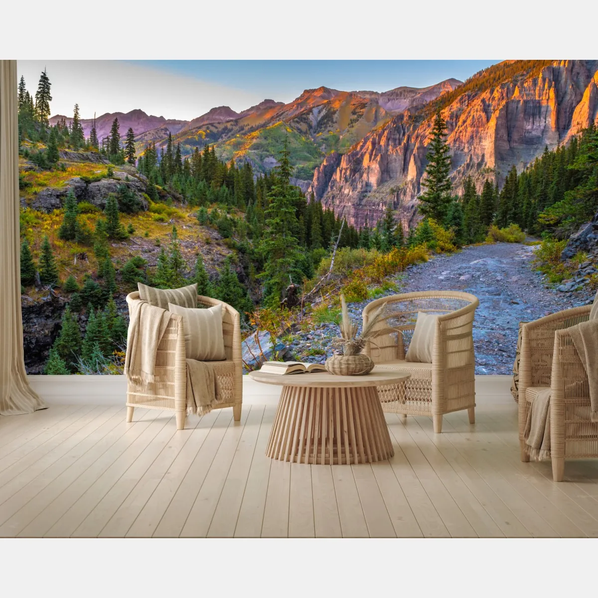 Fototapeta alpejski szlak o zachodzie słońca – Wallissimo® Fototapeta alpejski szlak o zachodzie słońca – Wallissimo®