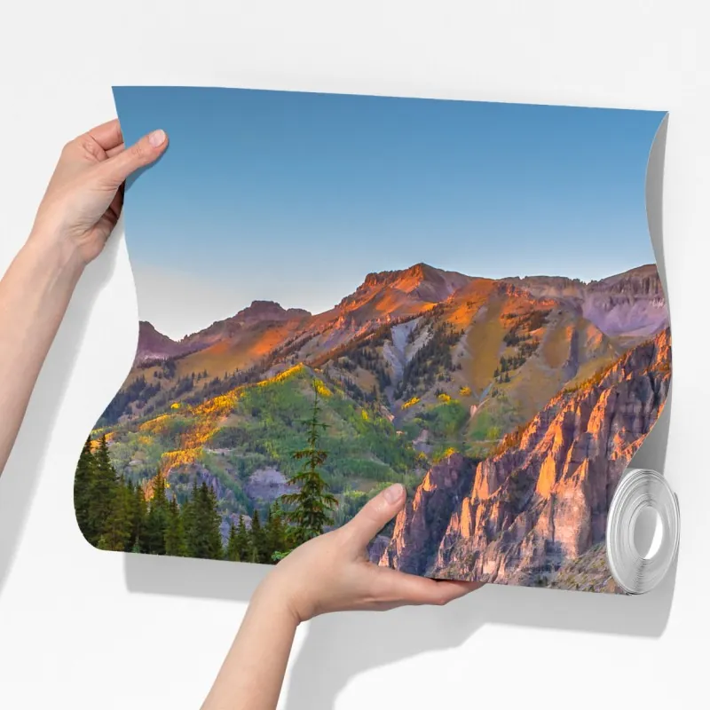 Fototapeta alpejski szlak o zachodzie słońca – Wallissimo® Fototapeta alpejski szlak o zachodzie słońca – Wallissimo®