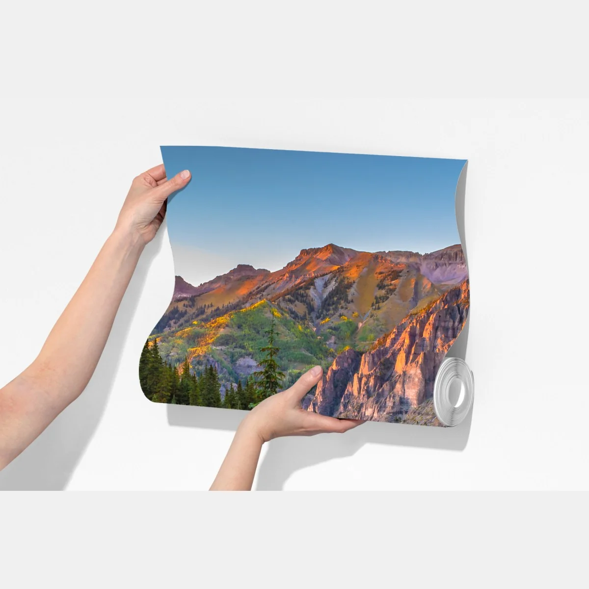 Fototapeta alpejski szlak o zachodzie słońca – Wallissimo® Fototapeta alpejski szlak o zachodzie słońca – Wallissimo®