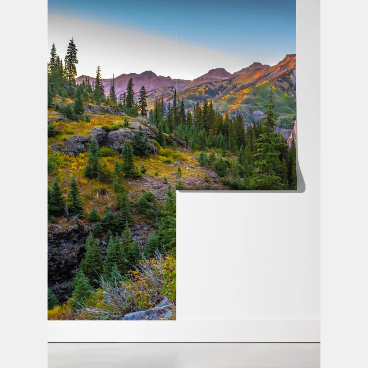 Fototapeta alpejski szlak o zachodzie słońca – Wallissimo® Fototapeta alpejski szlak o zachodzie słońca – Wallissimo®