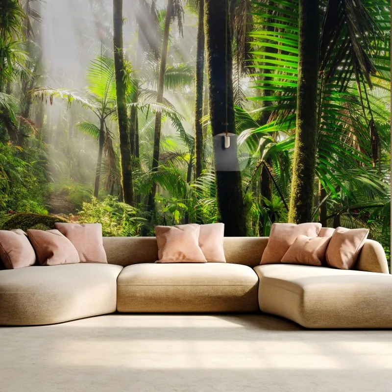 Fototapeta tropikalny las deszczowy z promieniami słońca