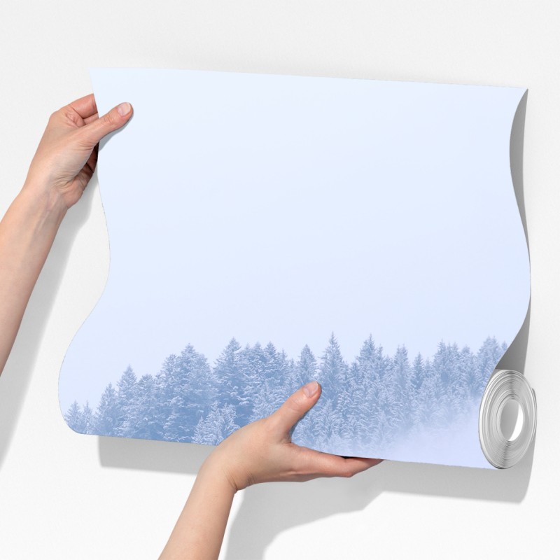 Fototapeta zimowa mgła nad lasem iglastym – Wallissimo® Fototapeta zimowa mgła nad lasem iglastym – Wallissimo®