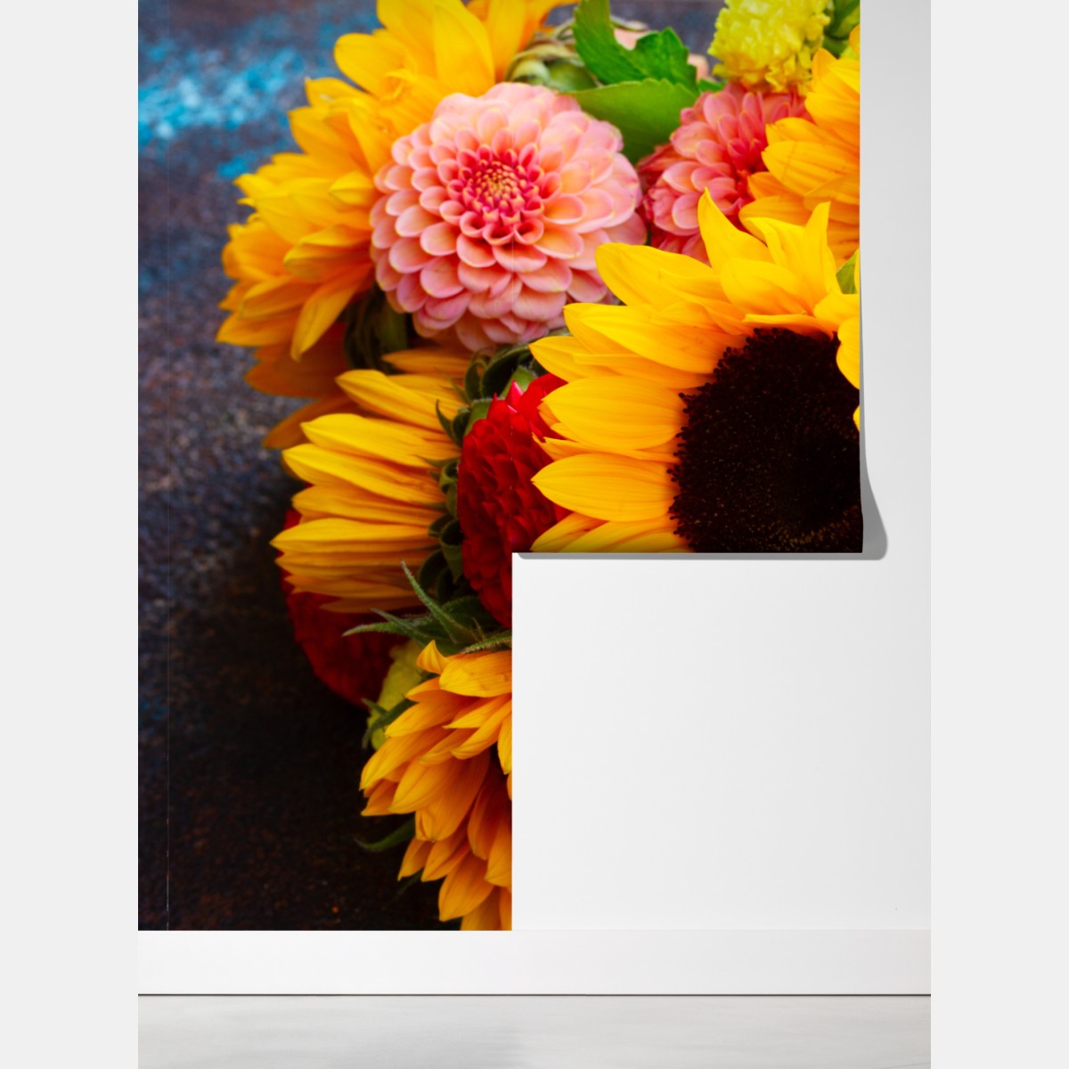 Fototapeta zbliżenie bukietu słoneczników i dali – Wallissimo® Fototapeta zbliżenie bukietu słoneczników i dali – Wallissimo®