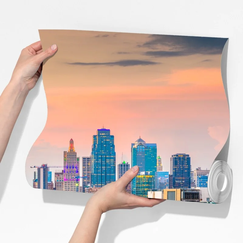 Fototapeta Kansas City panorama o zmierzchu – Wallissimo® Fototapeta Kansas City panorama o zmierzchu – Wallissimo®