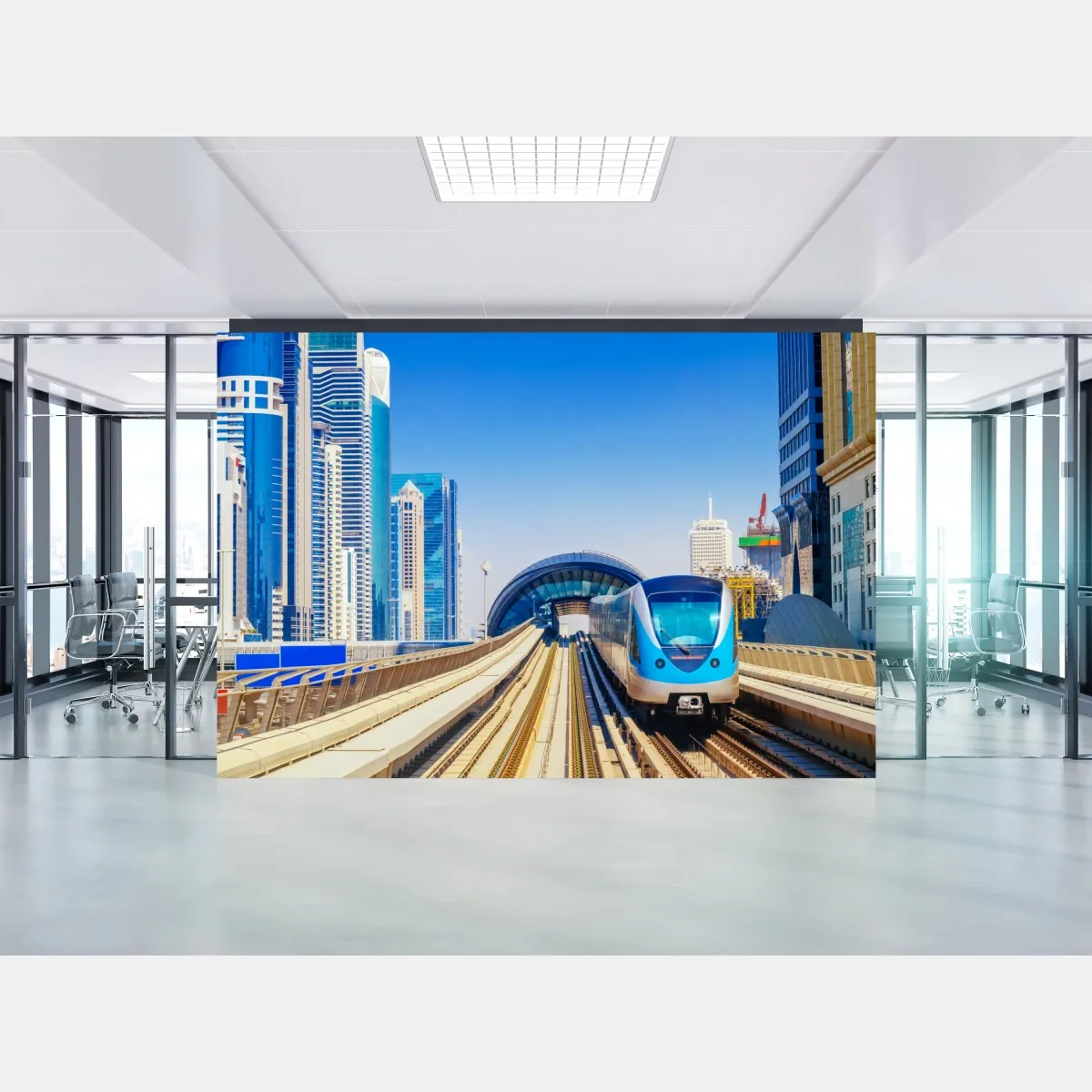 Fototapeta miejski pociąg metra w słońcu – Wallissimo® Fototapeta miejski pociąg metra w słońcu – Wallissimo®