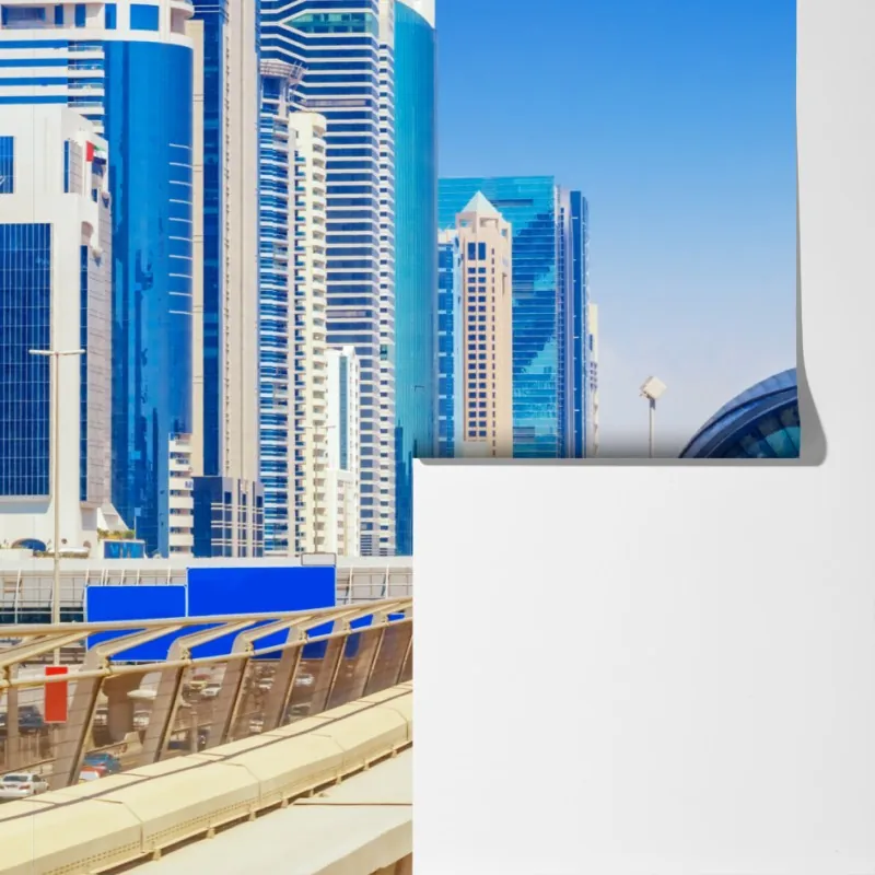 Fototapeta miejski pociąg metra w słońcu – Wallissimo® Fototapeta miejski pociąg metra w słońcu – Wallissimo®