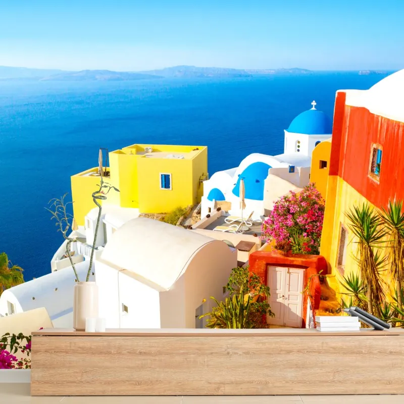 Fototapeta słoneczna Santorini nadmorska wioska