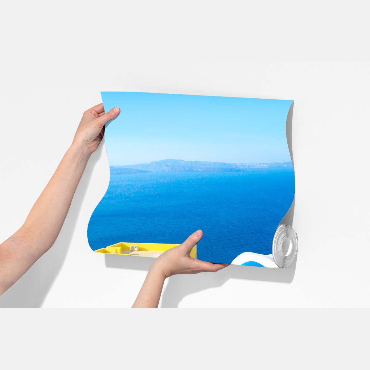 Fototapeta słoneczna Santorini nadmorska wioska – Wallissimo® Fototapeta słoneczna Santorini nadmorska wioska – Wallissimo®