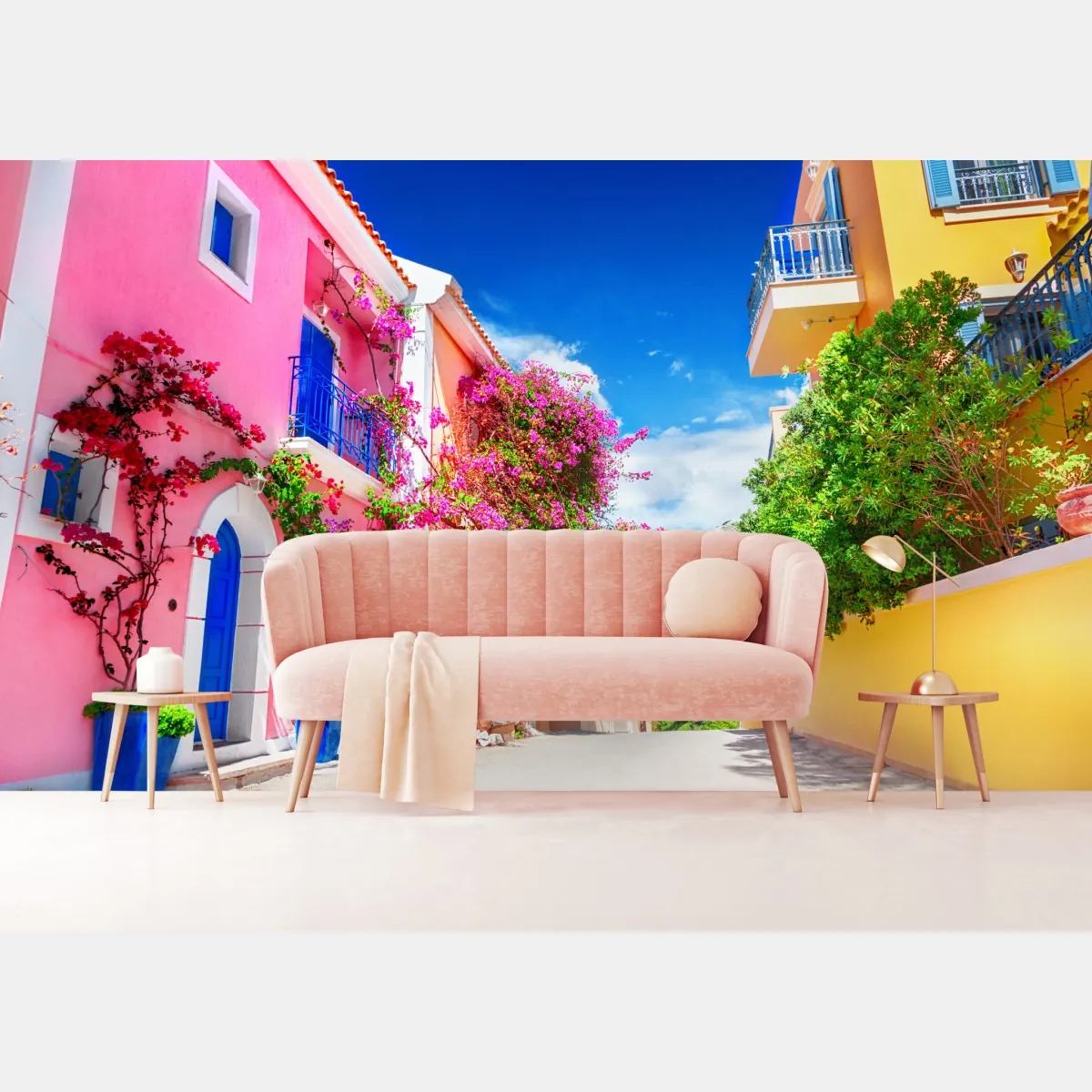 Fototapeta kolorowa uliczka na Kefalonii – Wallissimo® Fototapeta kolorowa uliczka na Kefalonii – Wallissimo®