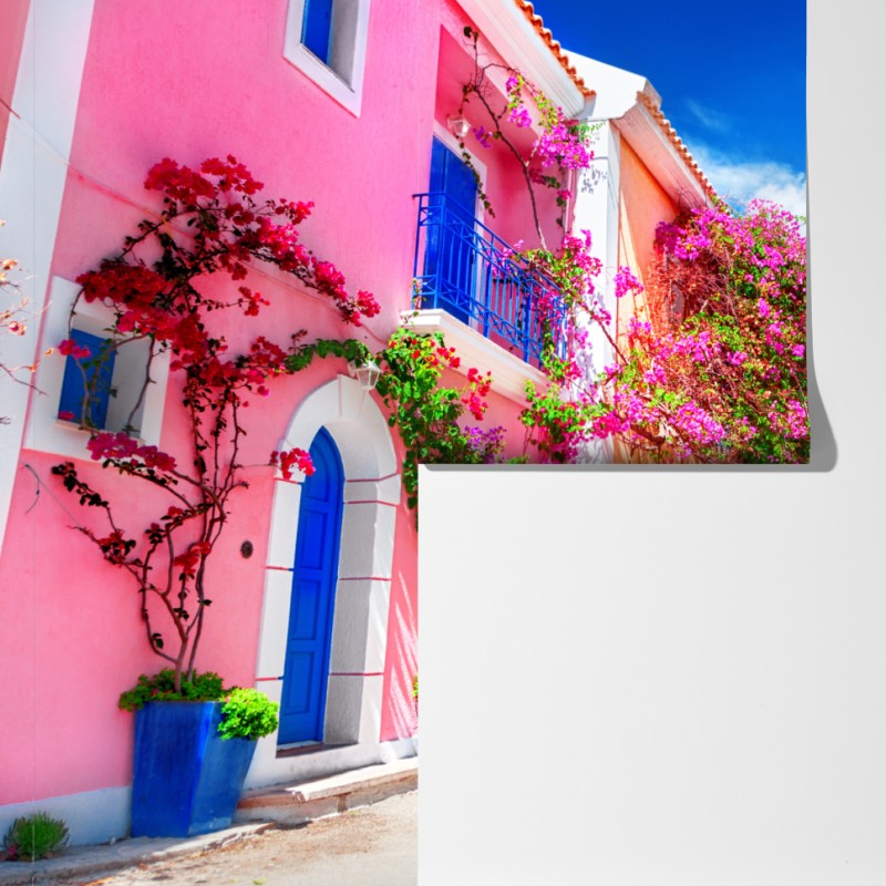 Fototapeta kolorowa uliczka na Kefalonii – Wallissimo® Fototapeta kolorowa uliczka na Kefalonii – Wallissimo®