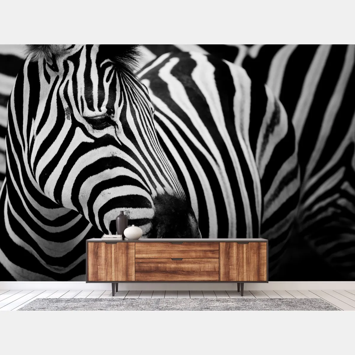 Fototapeta zebra w monochromatycznych paskach – Wallissimo® Fototapeta zebra w monochromatycznych paskach – Wallissimo®