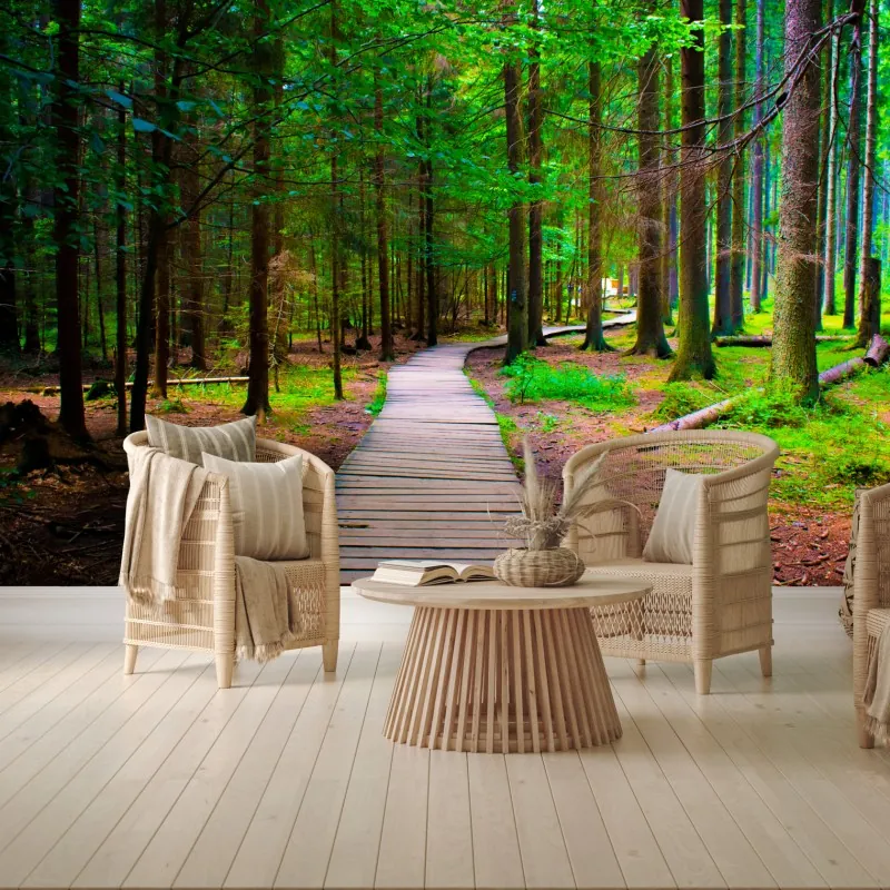 Fototapeta spokojna leśna kładka – Wallissimo® Fototapeta spokojna leśna kładka – Wallissimo®