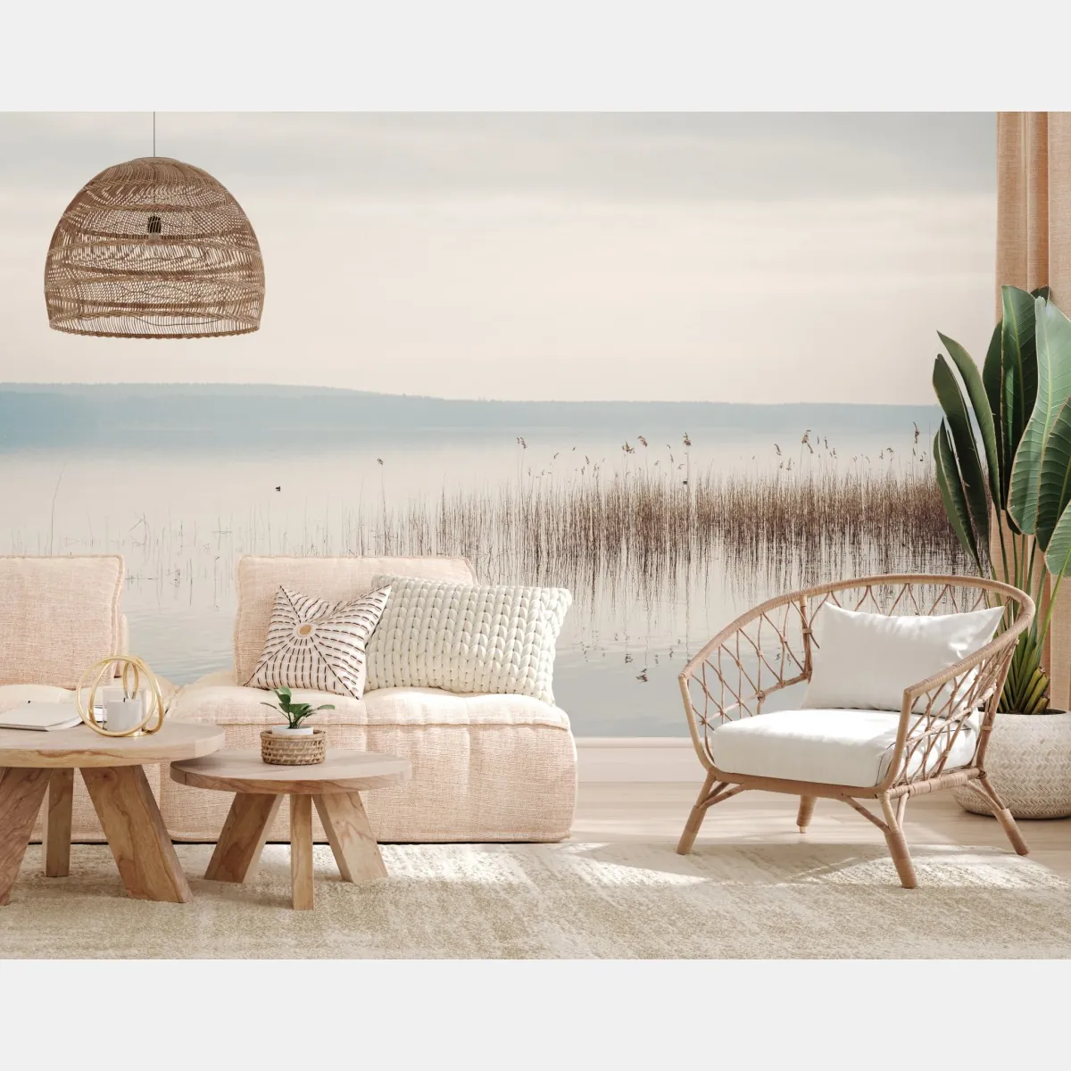 Fototapeta spokojne trzcinowisko nad jeziorem – Wallissimo® Fototapeta spokojne trzcinowisko nad jeziorem – Wallissimo®