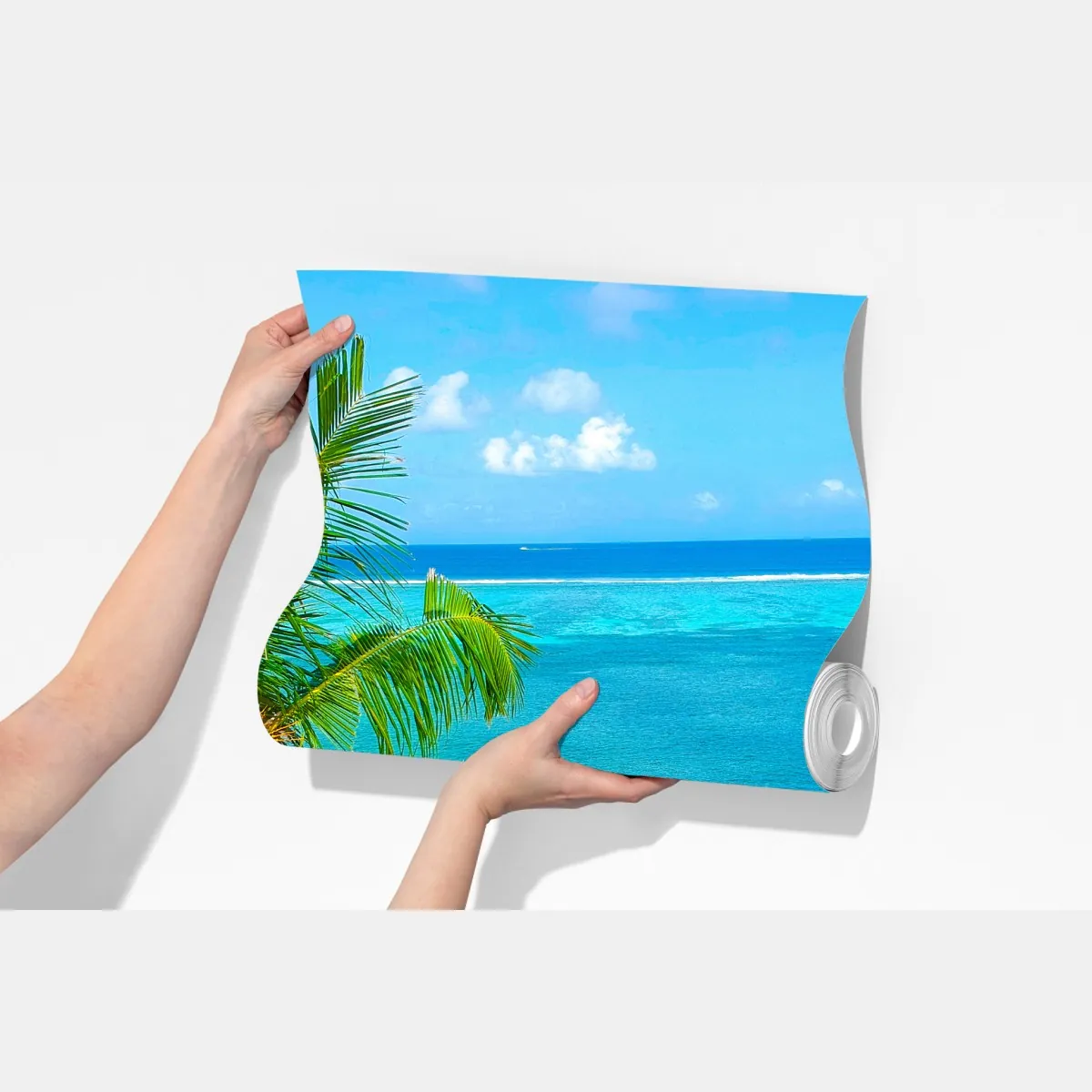 Fototapeta tropikalna turkusowa plaża z palmą – Wallissimo® Fototapeta tropikalna turkusowa plaża z palmą – Wallissimo®