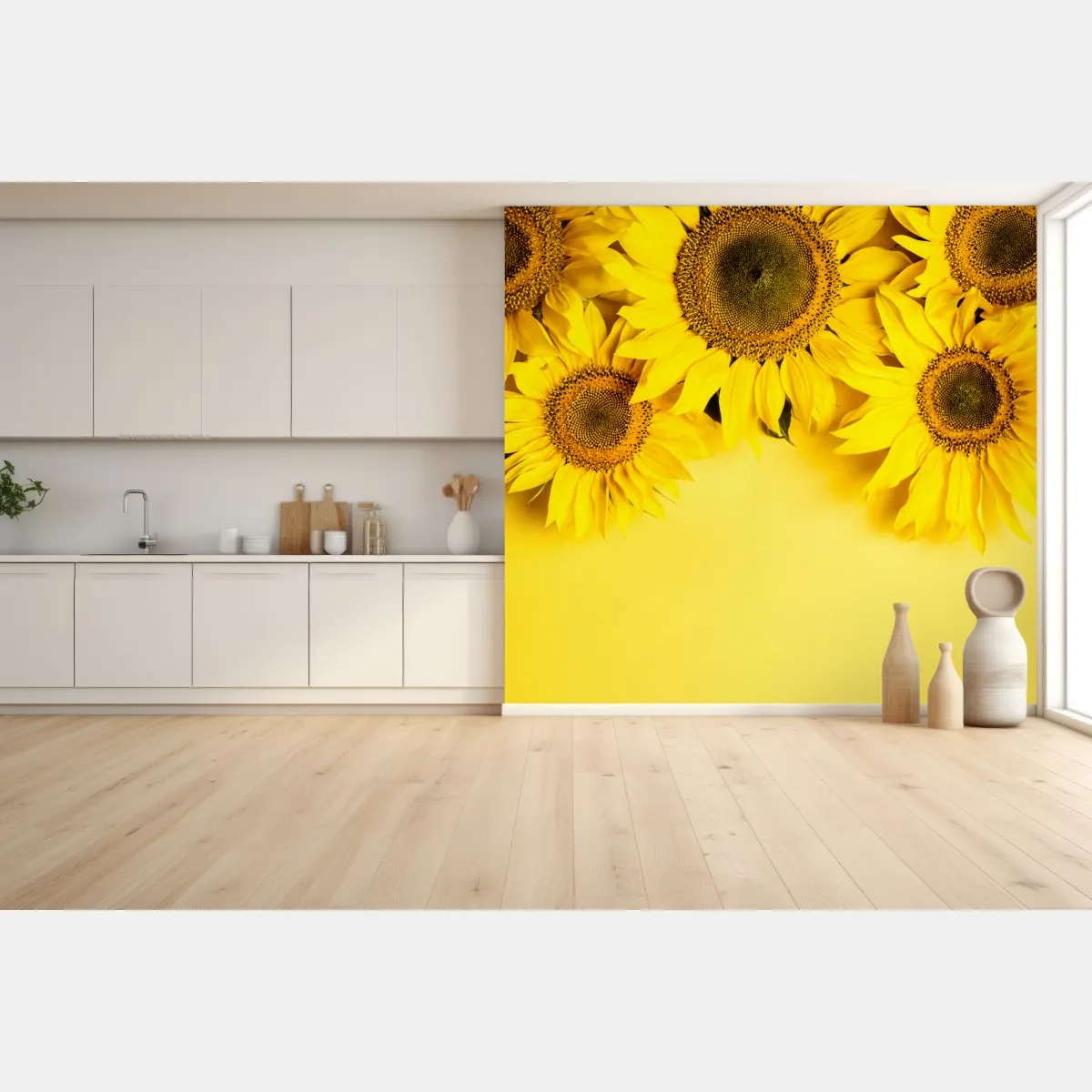 Fototapeta jasny bukiet słoneczników na żółtym tle – Wallissimo® Fototapeta jasny bukiet słoneczników na żółtym tle – Wallissimo®