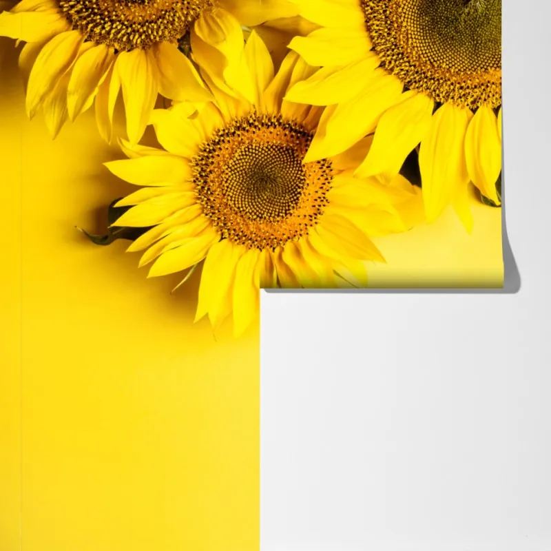 Fototapeta jasny bukiet słoneczników na żółtym tle – Wallissimo® Fototapeta jasny bukiet słoneczników na żółtym tle – Wallissimo®