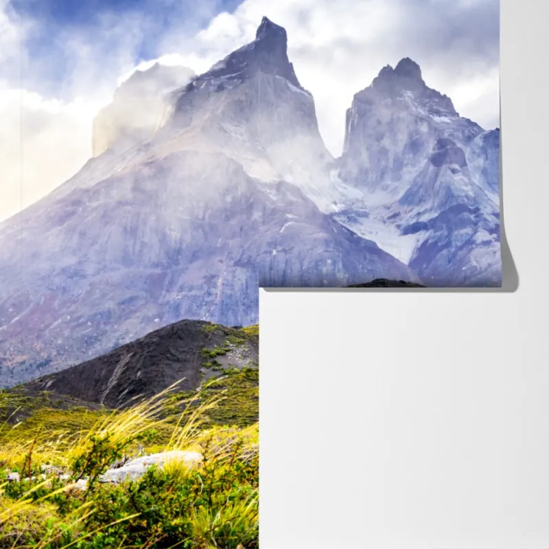 Fototapeta Torres del Paine Patagonia krajobraz z guanako – Wallissimo® Fototapeta Torres del Paine Patagonia krajobraz z guanako – Wallissimo®