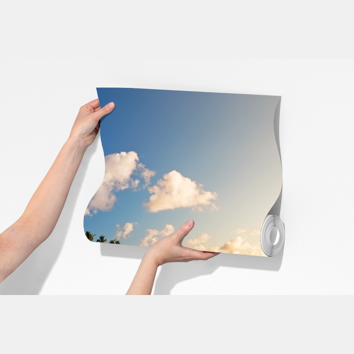 Fototapeta tropikalny zachód słońca na plaży z sylwetkami palm – Wallissimo® Fototapeta tropikalny zachód słońca na plaży z sylwetkami palm – Wallissimo®