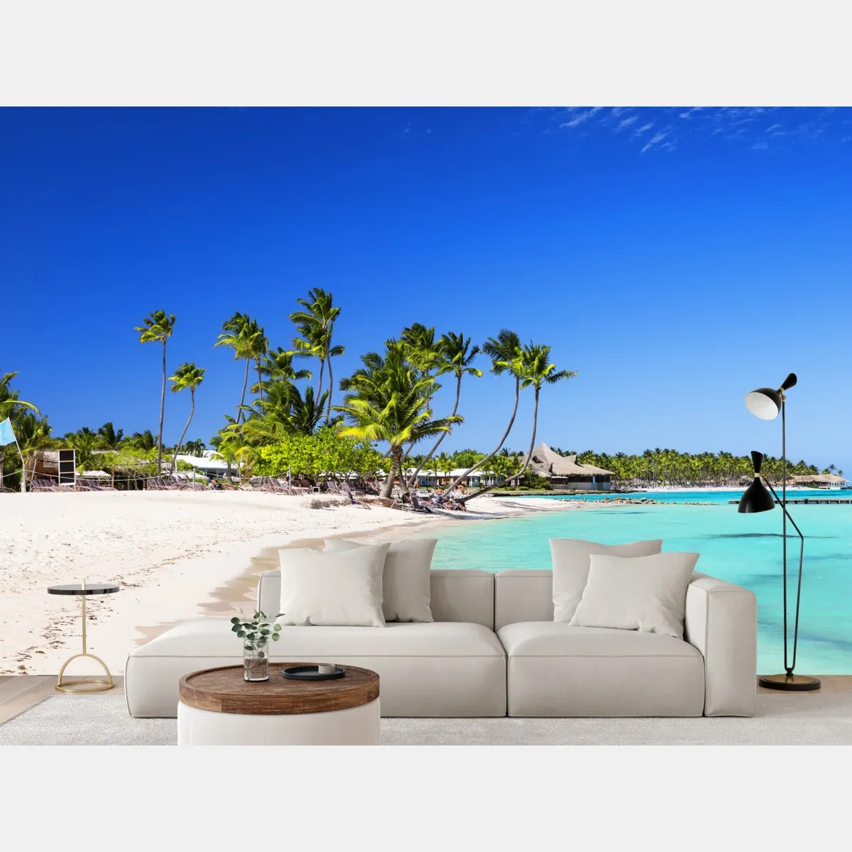 Fototapeta tropikalna plaża w Cap Cana – Wallissimo® Fototapeta tropikalna plaża w Cap Cana – Wallissimo®