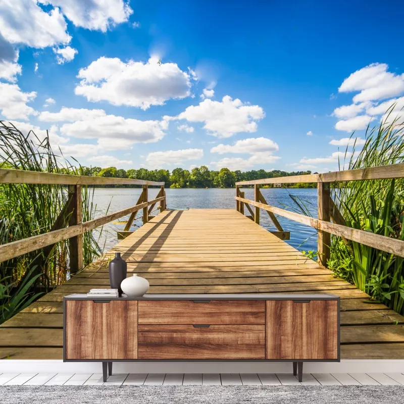 Fototapeta słoneczny pomost nad jeziorem