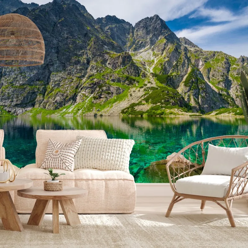 Fototapeta Czarny Staw górskie odbicie Tatry