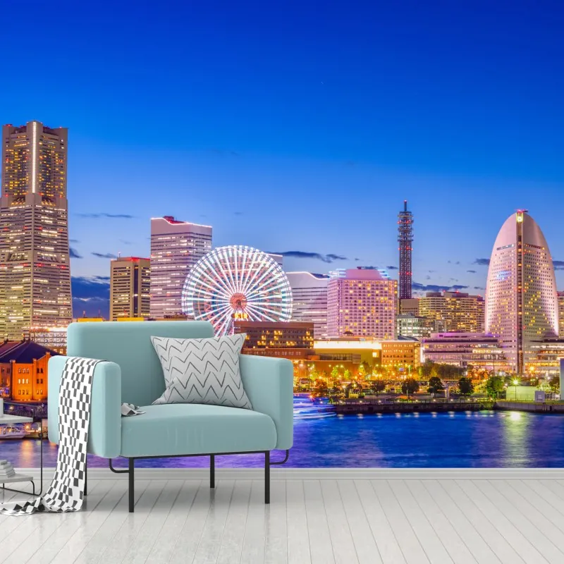 Fototapeta Yokohama panorama miasta o zmierzchu