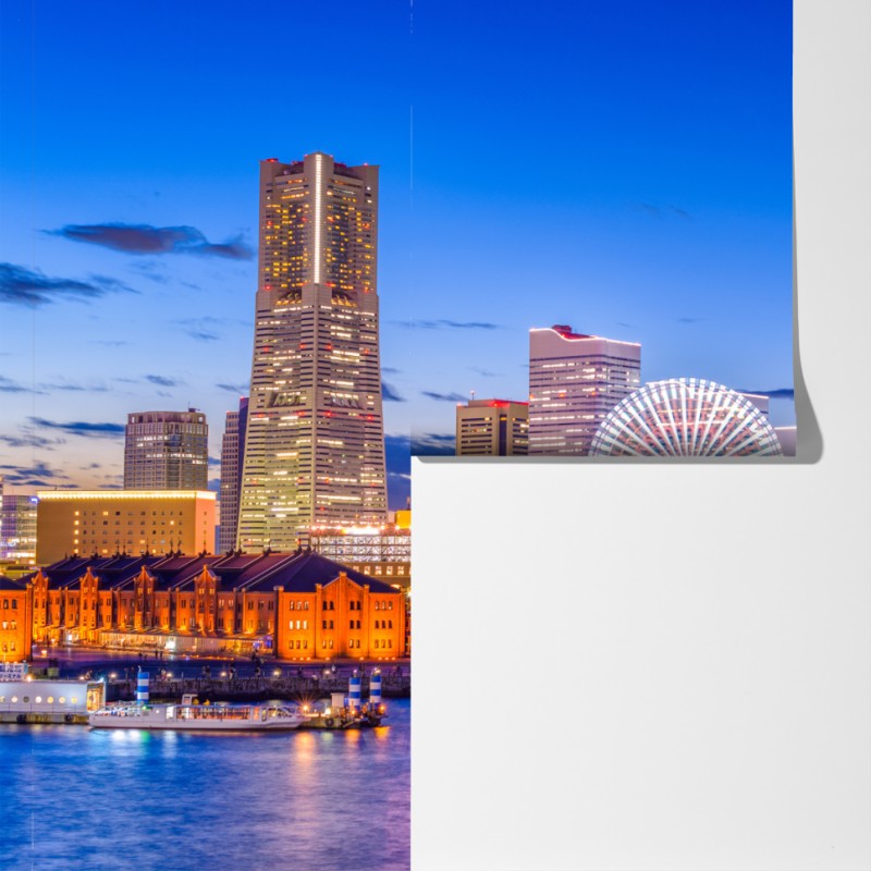 Fototapeta Yokohama panorama miasta o zmierzchu – Wallissimo® Fototapeta Yokohama panorama miasta o zmierzchu – Wallissimo®