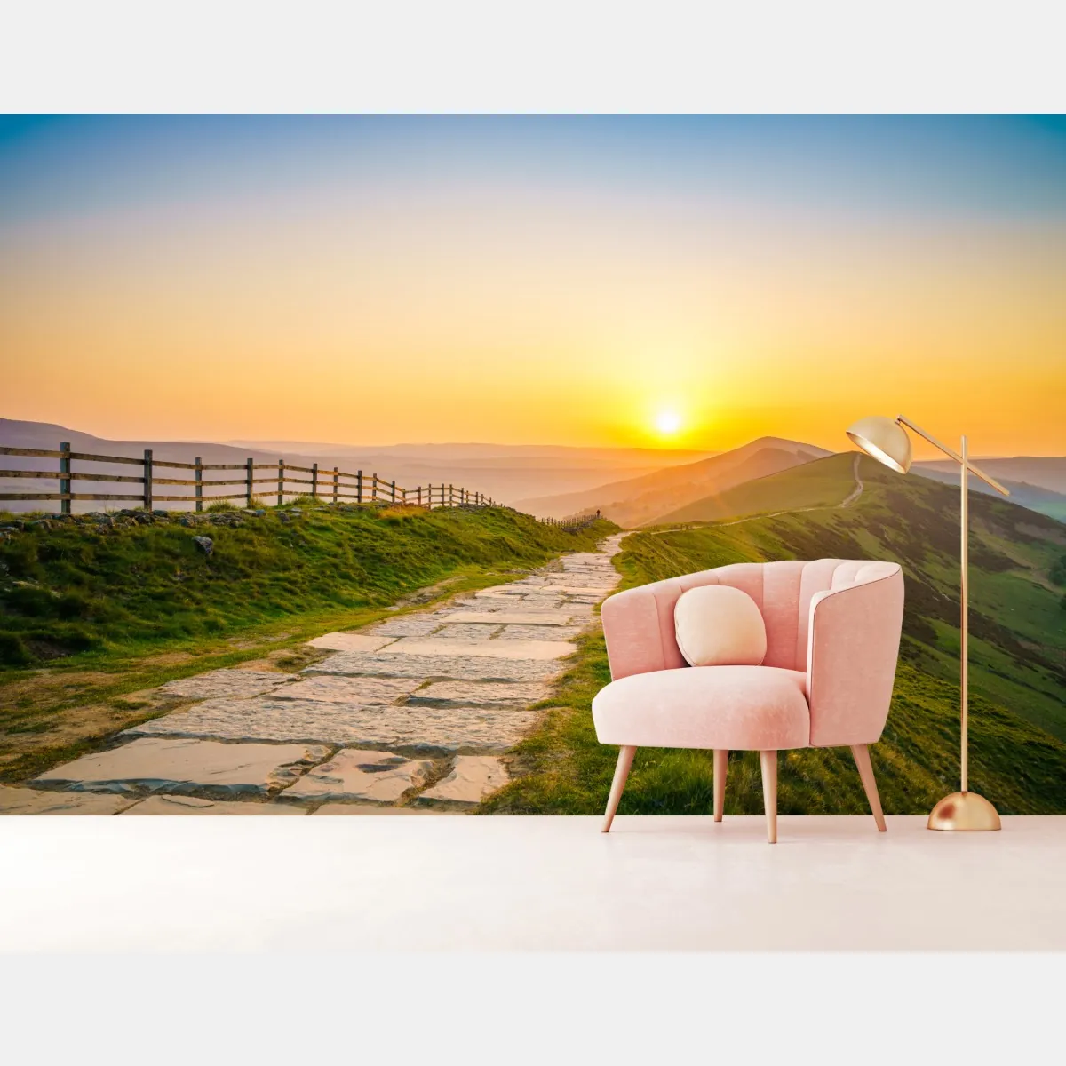 Fototapeta słoneczny grzbiet górski o wschodzie słońca – Wallissimo® Fototapeta słoneczny grzbiet górski o wschodzie słońca – Wallissimo®