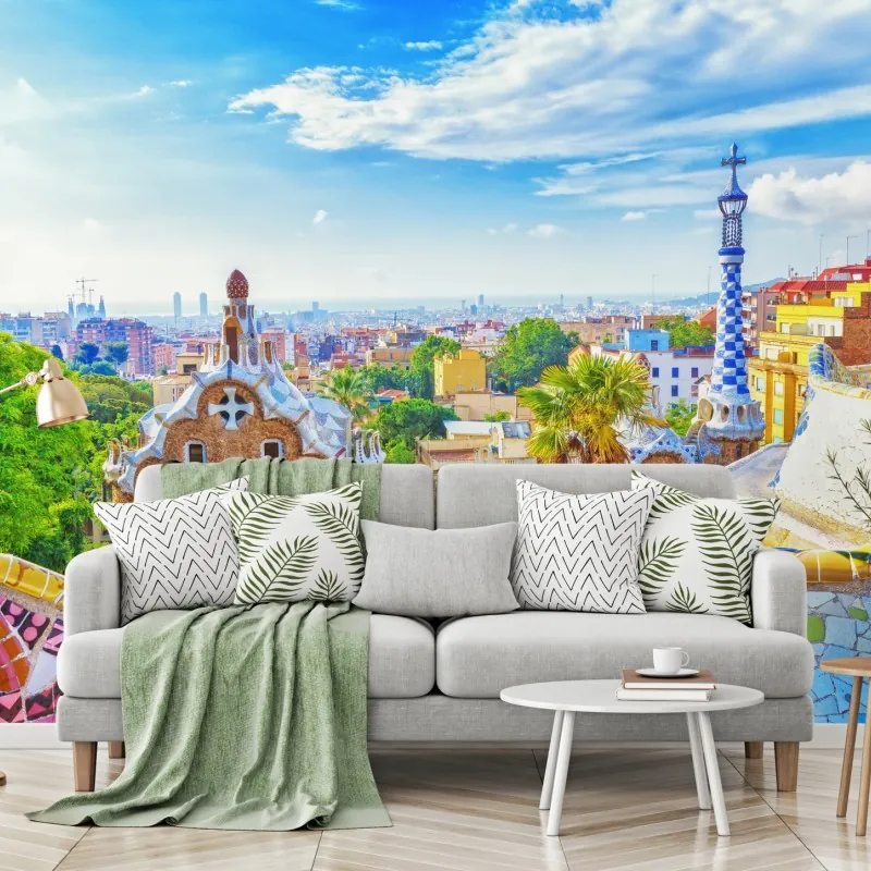 Fototapeta żywa Barcelona Park Güell mozaikowa panorama