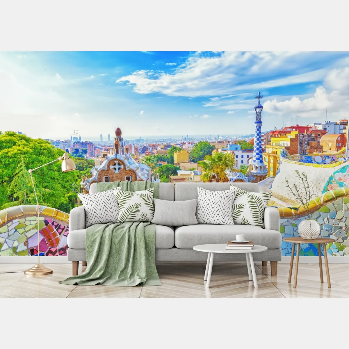 Fototapeta żywa Barcelona Park Güell mozaikowa panorama – Wallissimo® Fototapeta żywa Barcelona Park Güell mozaikowa panorama – Wallissimo®