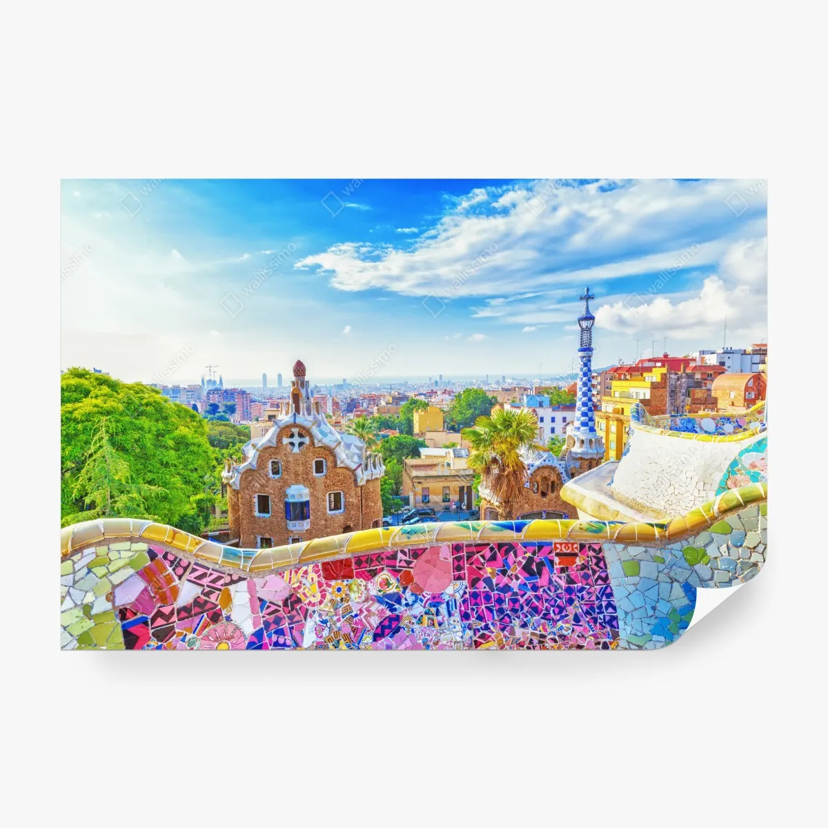 Fototapeta żywa Barcelona Park Güell mozaikowa panorama – Wallissimo® Fototapeta żywa Barcelona Park Güell mozaikowa panorama – Wallissimo®