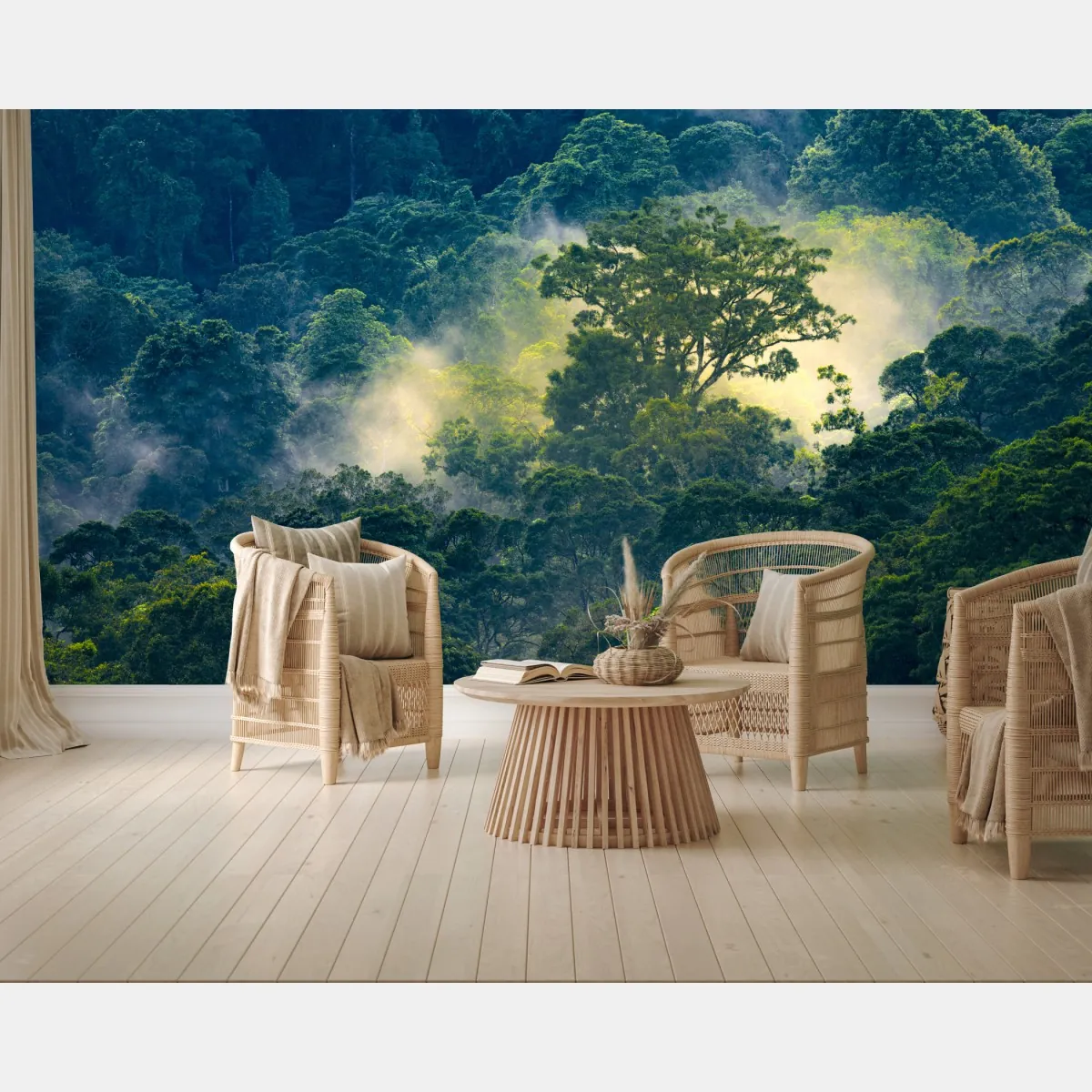 Fototapeta mglisty las deszczowy z koronami drzew – Wallissimo® Fototapeta mglisty las deszczowy z koronami drzew – Wallissimo®