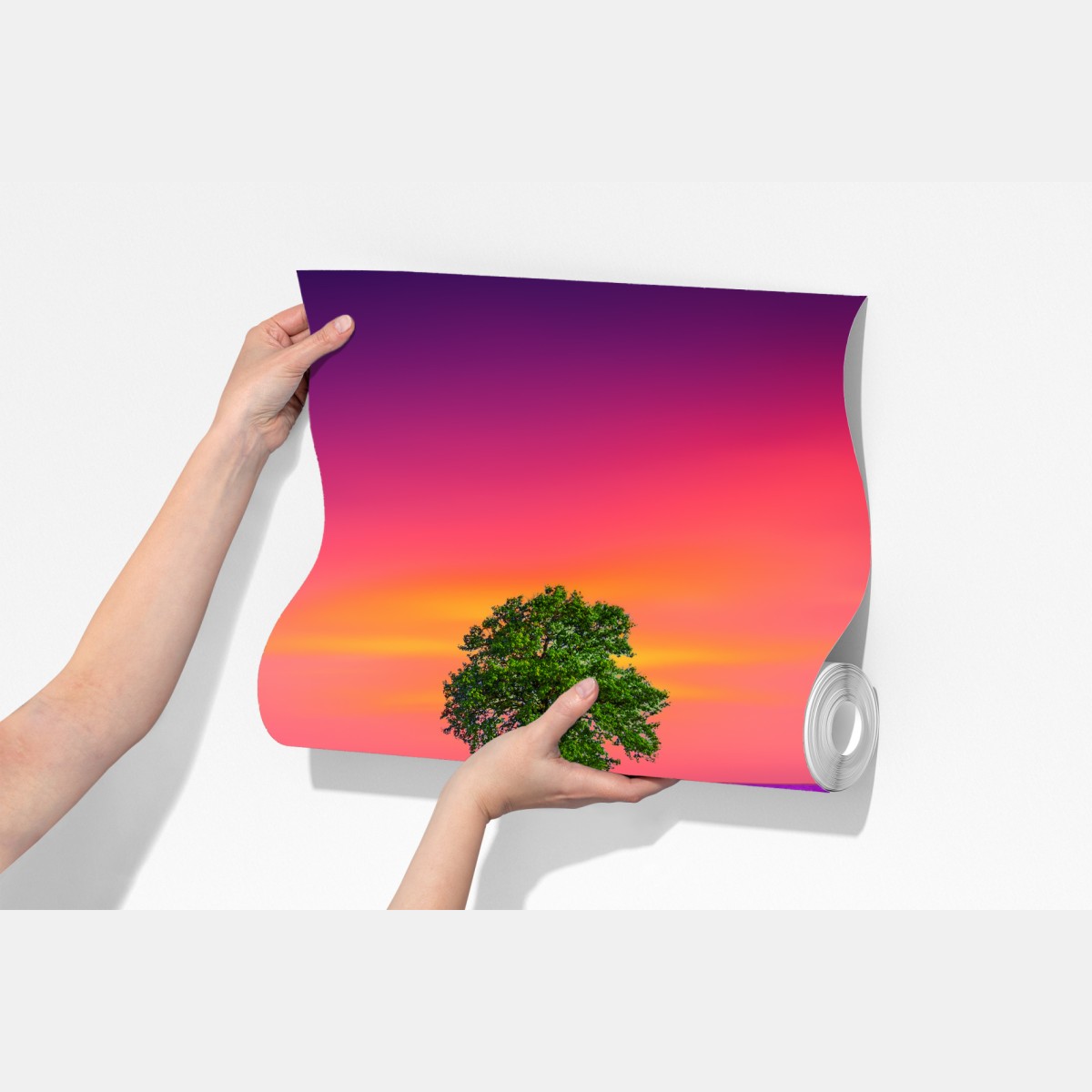 Fototapeta pole lawendy o zachodzie słońca z samotnym drzewem – Wallissimo® Fototapeta pole lawendy o zachodzie słońca z samotnym drzewem – Wallissimo®