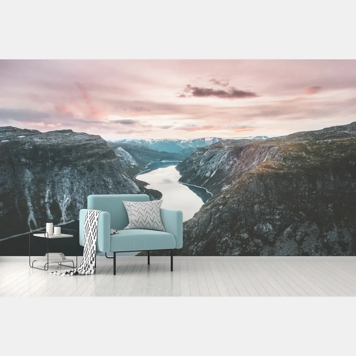 Fototapeta spokojny fiord o zachodzie słońca – Wallissimo® Fototapeta spokojny fiord o zachodzie słońca – Wallissimo®