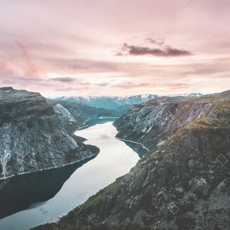 Fototapeta spokojny fiord o zachodzie słońca – Wallissimo® Fototapeta spokojny fiord o zachodzie słońca – Wallissimo®