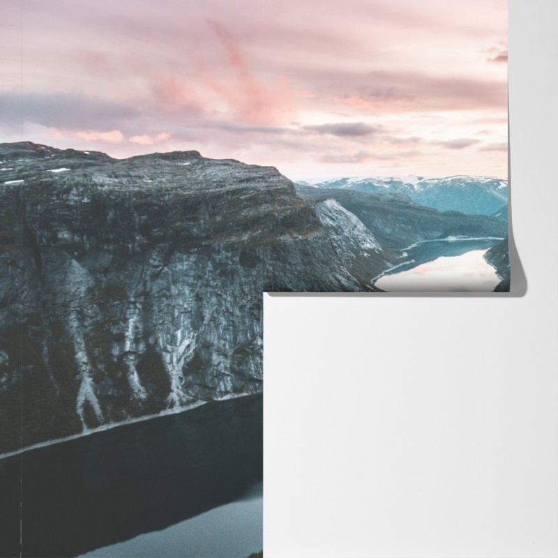 Fototapeta spokojny fiord o zachodzie słońca – Wallissimo® Fototapeta spokojny fiord o zachodzie słońca – Wallissimo®