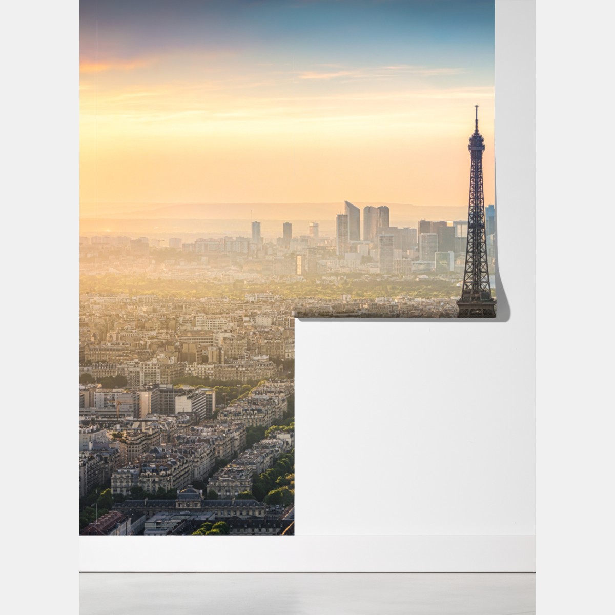 Fototapeta Paryż panorama o zachodzie słońca z Wieżą Eiffla – Wallissimo® Fototapeta Paryż panorama o zachodzie słońca z Wieżą Eiffla – Wallissimo®