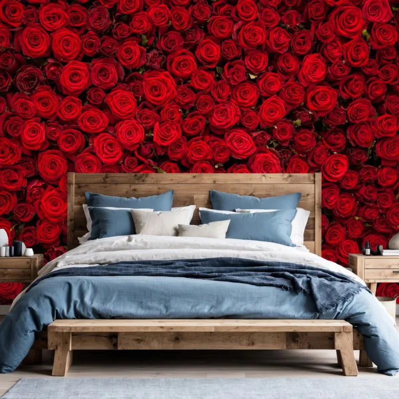 Fototapeta nieskończona ściana czerwonych róż