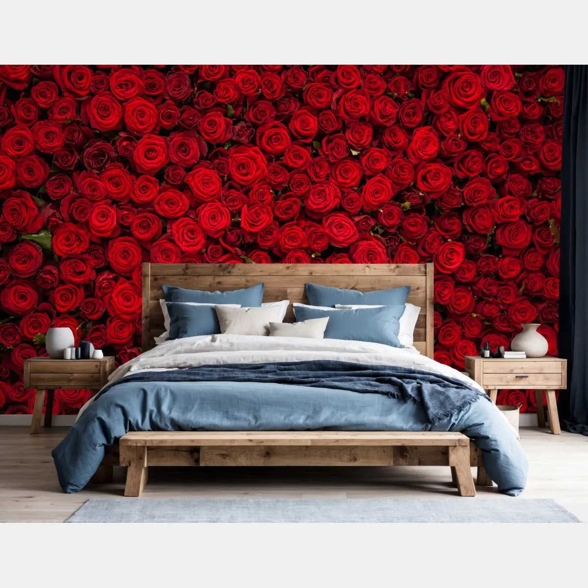 Fototapeta nieskończona ściana czerwonych róż – Wallissimo® Fototapeta nieskończona ściana czerwonych róż – Wallissimo®