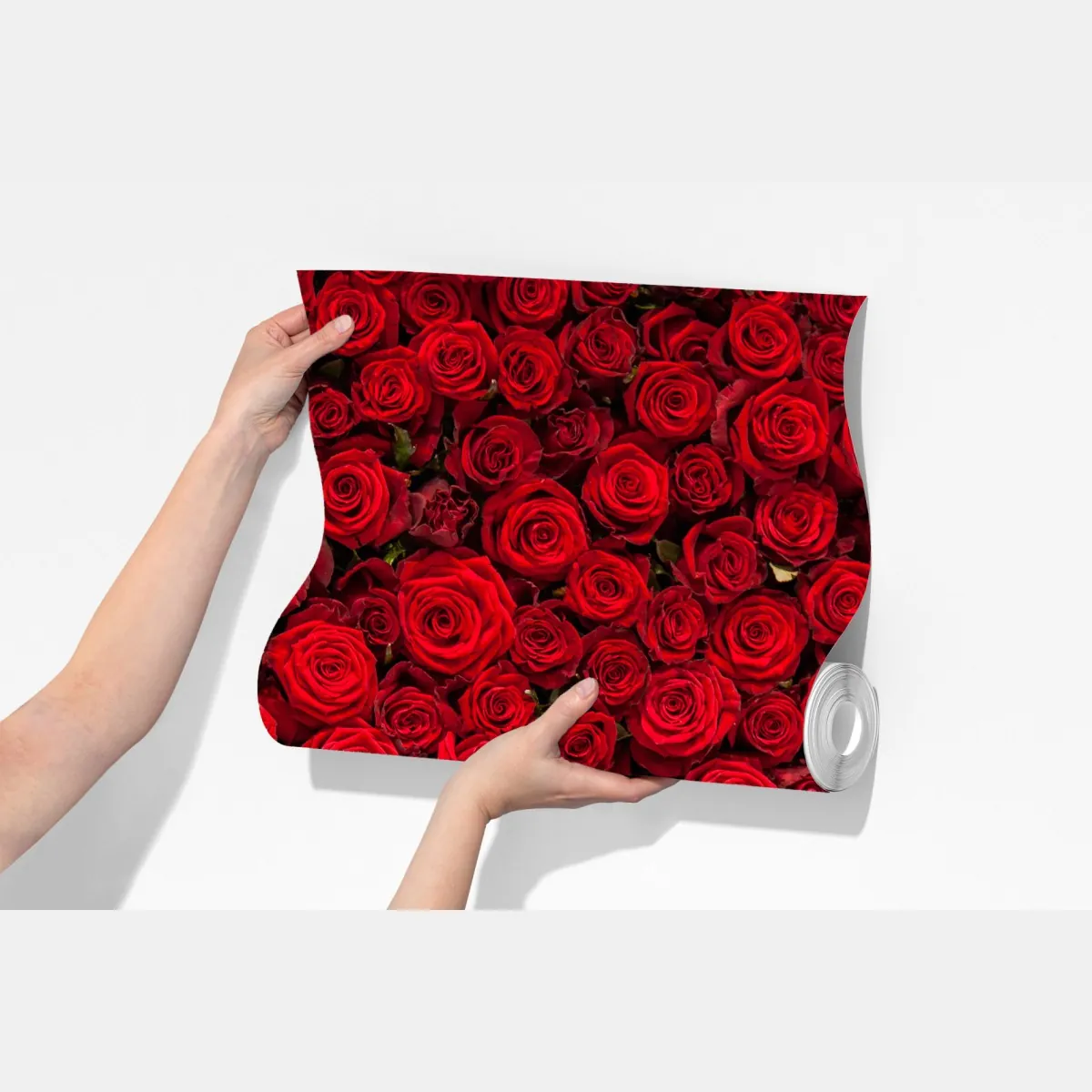 Fototapeta nieskończona ściana czerwonych róż – Wallissimo® Fototapeta nieskończona ściana czerwonych róż – Wallissimo®