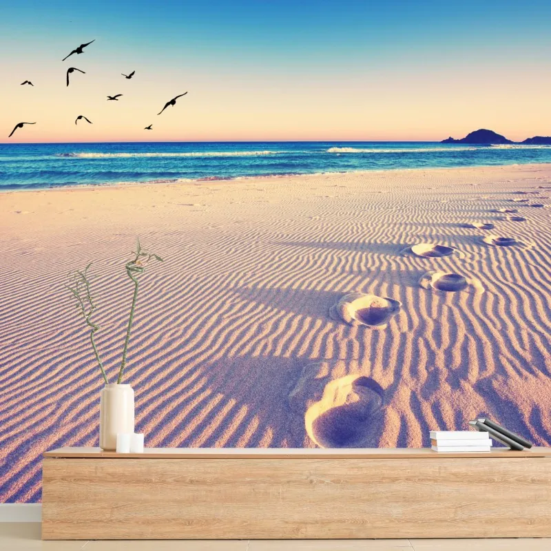 Fototapeta magiczne odciski na letniej plaży