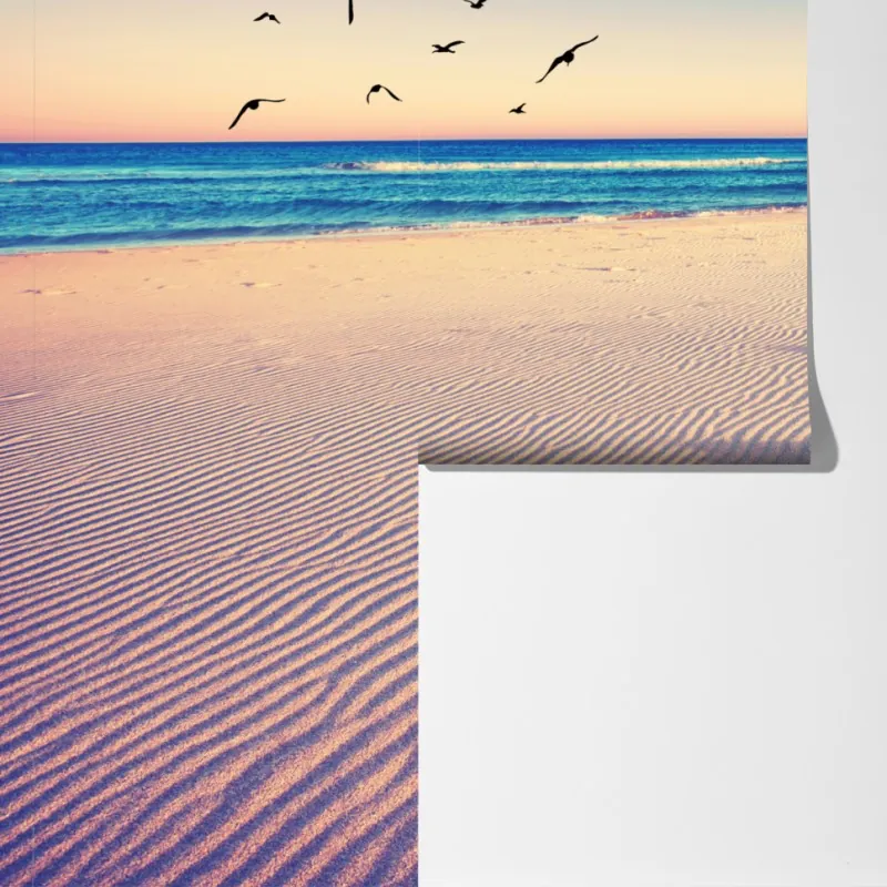 Fototapeta magiczne odciski na letniej plaży – Wallissimo® Fototapeta magiczne odciski na letniej plaży – Wallissimo®