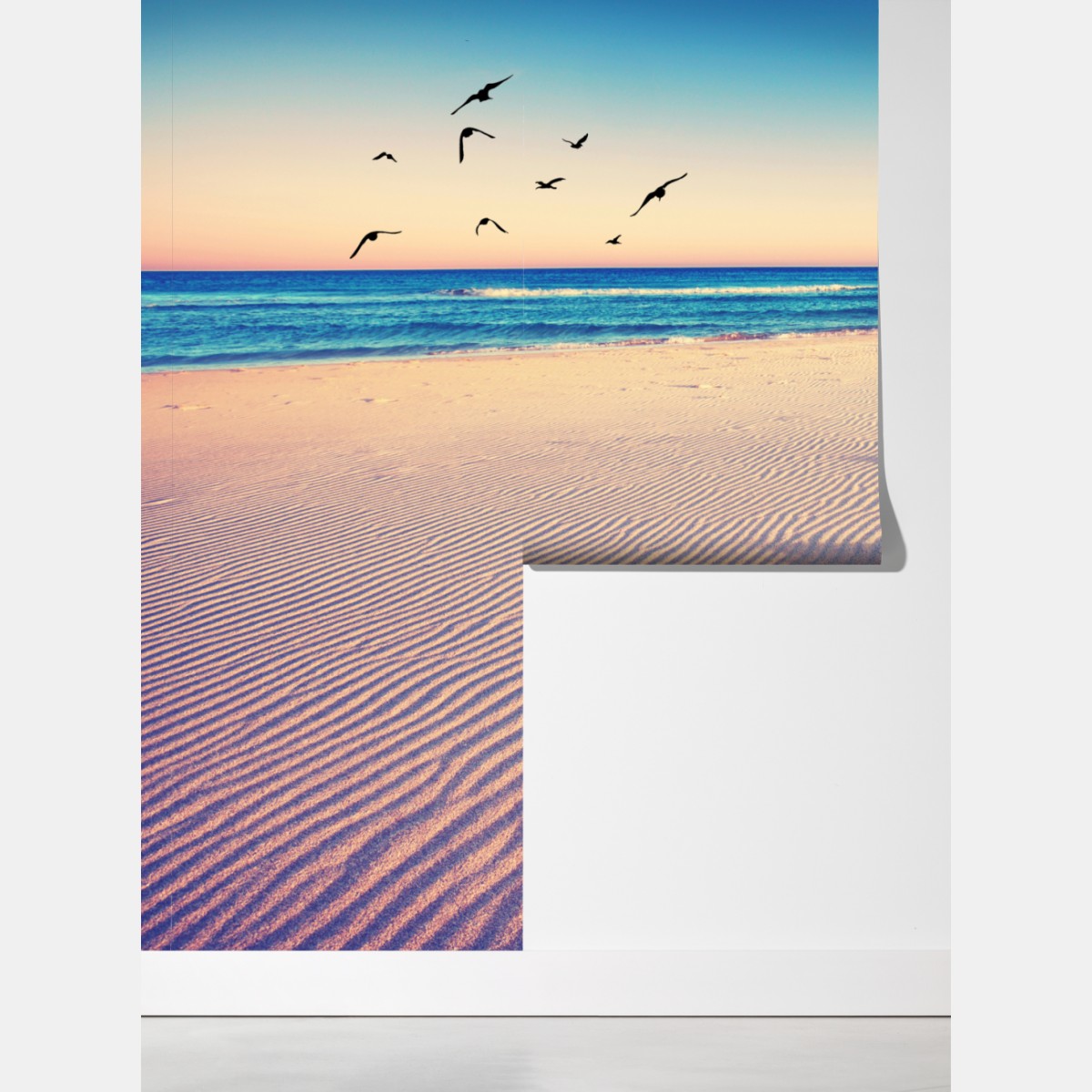 Fototapeta magiczne odciski na letniej plaży – Wallissimo® Fototapeta magiczne odciski na letniej plaży – Wallissimo®