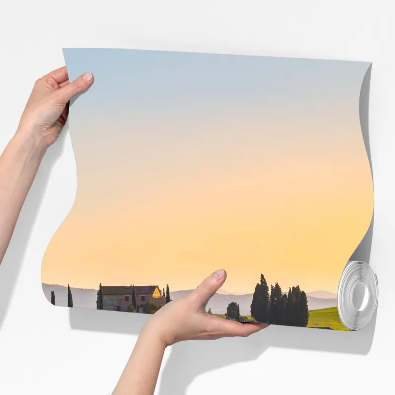 Fototapeta gospodarstwo na zielonych wzgórzach, Crete Senesi – Wallissimo® Fototapeta gospodarstwo na zielonych wzgórzach, Crete Senesi – Wallissimo®