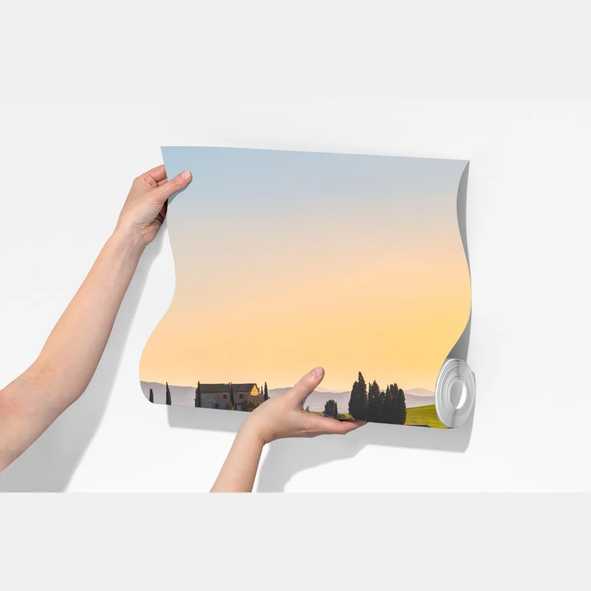 Fototapeta gospodarstwo na zielonych wzgórzach, Crete Senesi – Wallissimo® Fototapeta gospodarstwo na zielonych wzgórzach, Crete Senesi – Wallissimo®